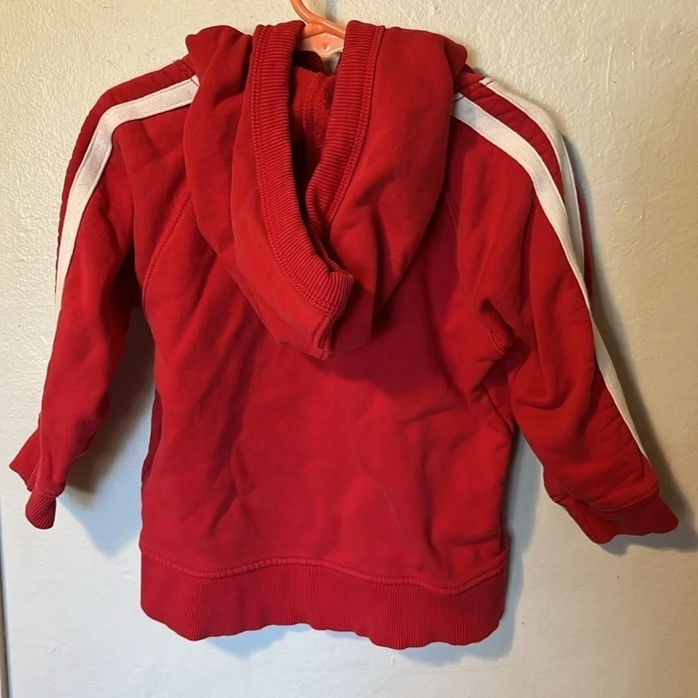 Hanna Andersson Red pullover‎ hoodie with white stripes